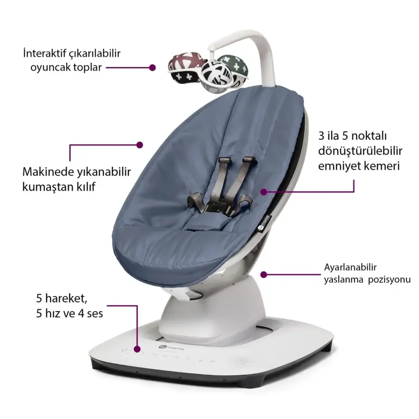 4moms MamaRoo 5.0 Elektrikli Ana Kucağı Slate Blue - 2