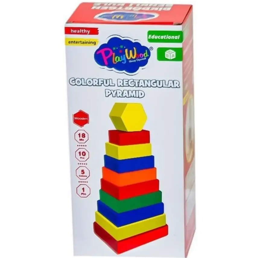 Ahşap Dikdörtgen Renkli Kule - 2