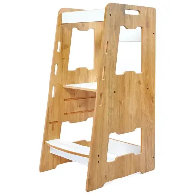 Ahşap Montessori Öğrenme Kulesi 2-6 Yaş Naturel