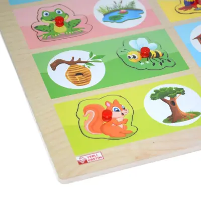 Ahşap Tutmalı Eşleştirme Puzzle-Hangi Hayvan Nerede Yaşar? - 3