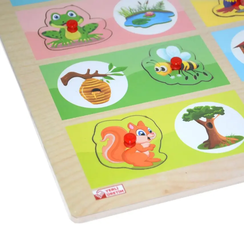 Ahşap Tutmalı Eşleştirme Puzzle-Hangi Hayvan Nerede Yaşar? - 3