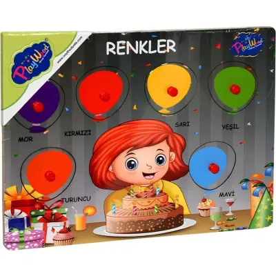 Ahşap Tutmalı Puzzle - Renkler 