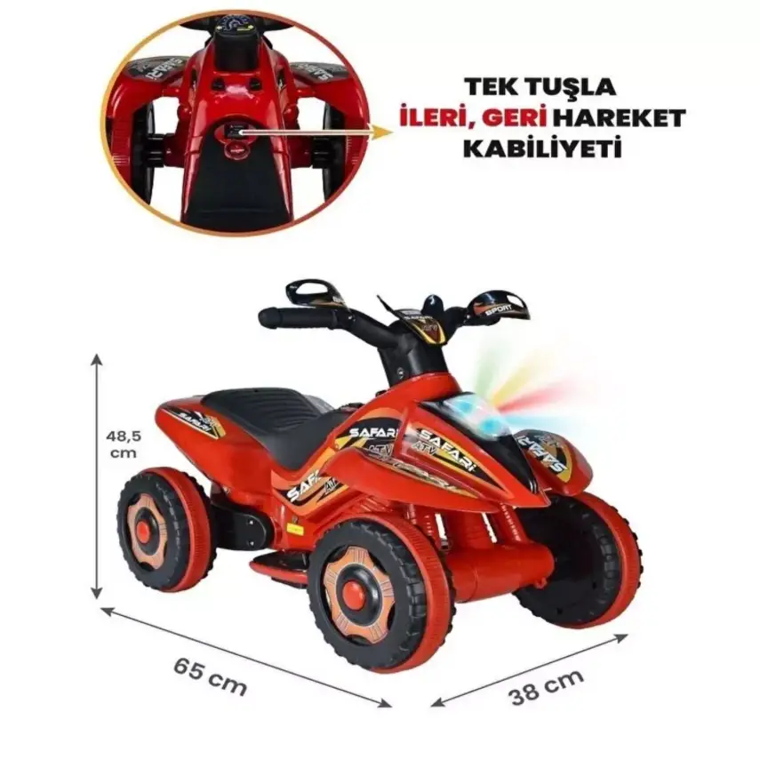 Akülü Atv Müzikli ve Led Işıklı 6V Safari Kırmızı - 2