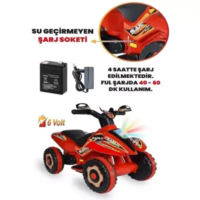 Akülü Atv Müzikli ve Led Işıklı 6V Safari Kırmızı - 3