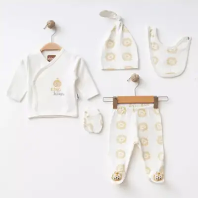 Albimini Hastane Çıkışı 5li Aslan Desenli Ekru