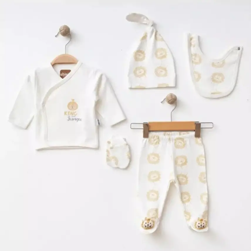 Albimini Hastane Çıkışı 5li Aslan Desenli Ekru - 1