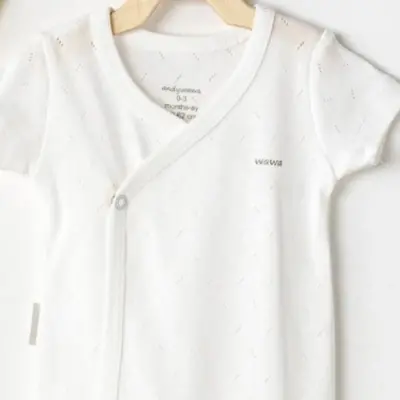 Andy Wawa 2Li  Kısa Kol Bebek Body Jakarlı Basic Sarı - Beyaz Unisex (1)