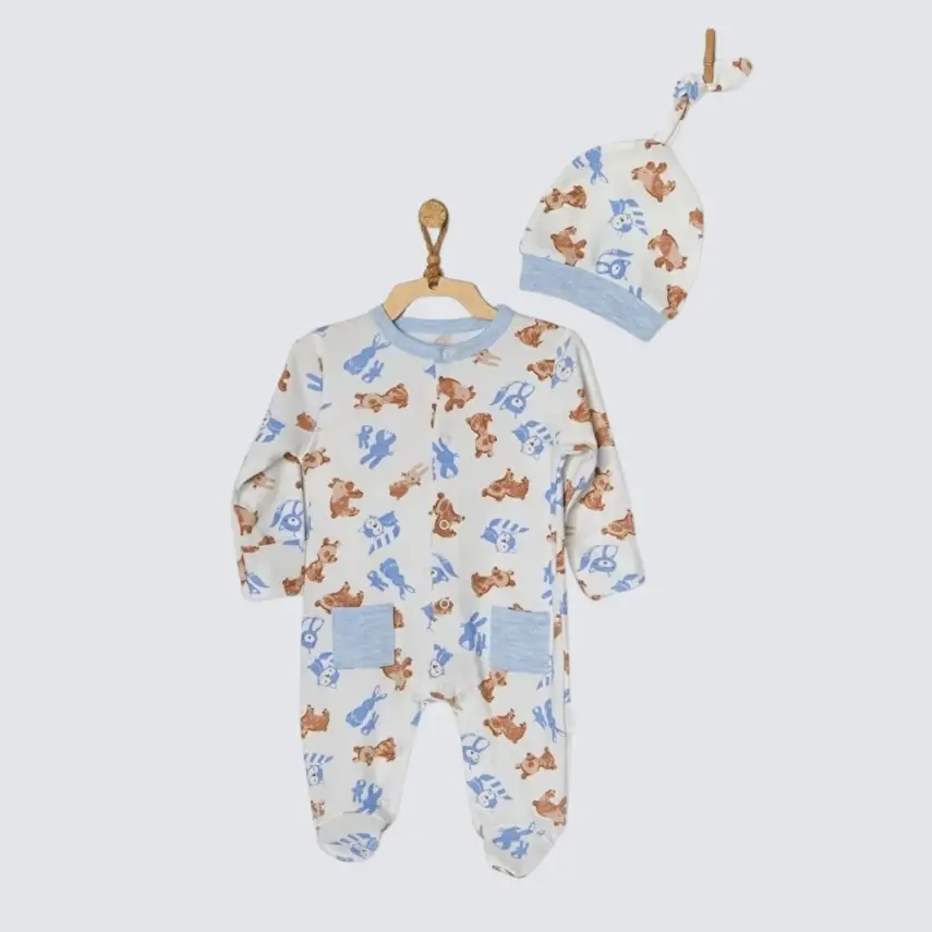 Andy Wawa Erkek Tulum Şapka Takım Tiny Bear & Friends Ekru - 1