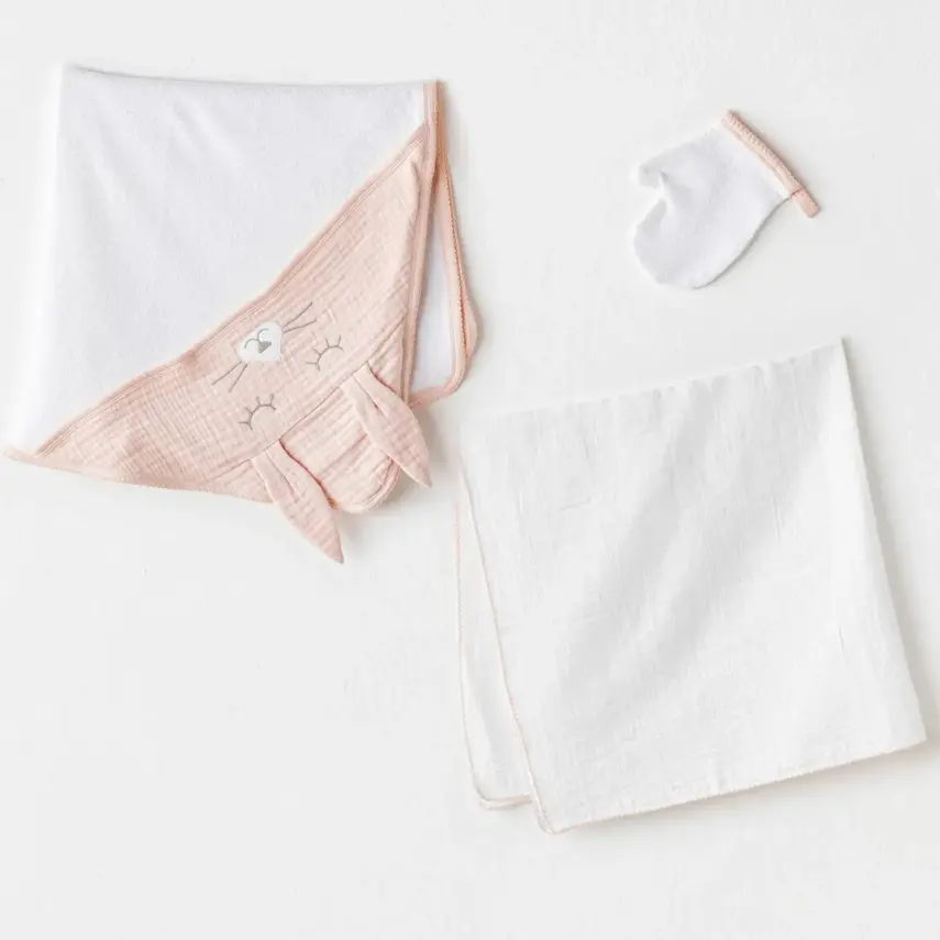 Andy Wawa Havlu Takımı 3lü Müslin Home Pembe - 1