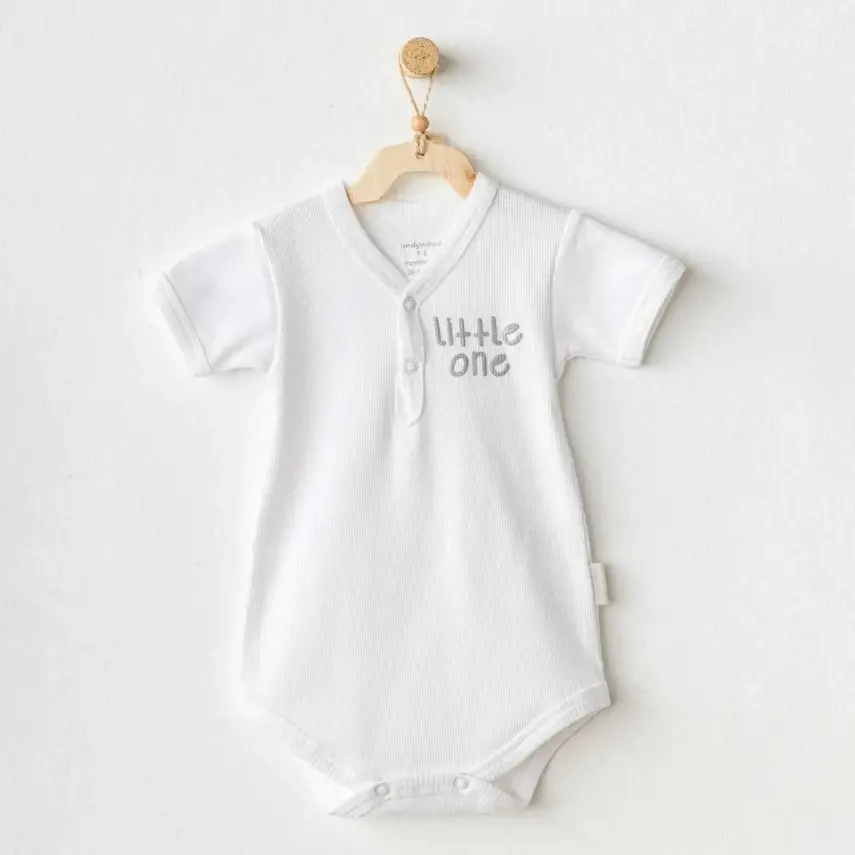 Andy Wawa Kısa Kollu Çıtçıtlı Bebek Body Basic Beyaz Unisex - 12