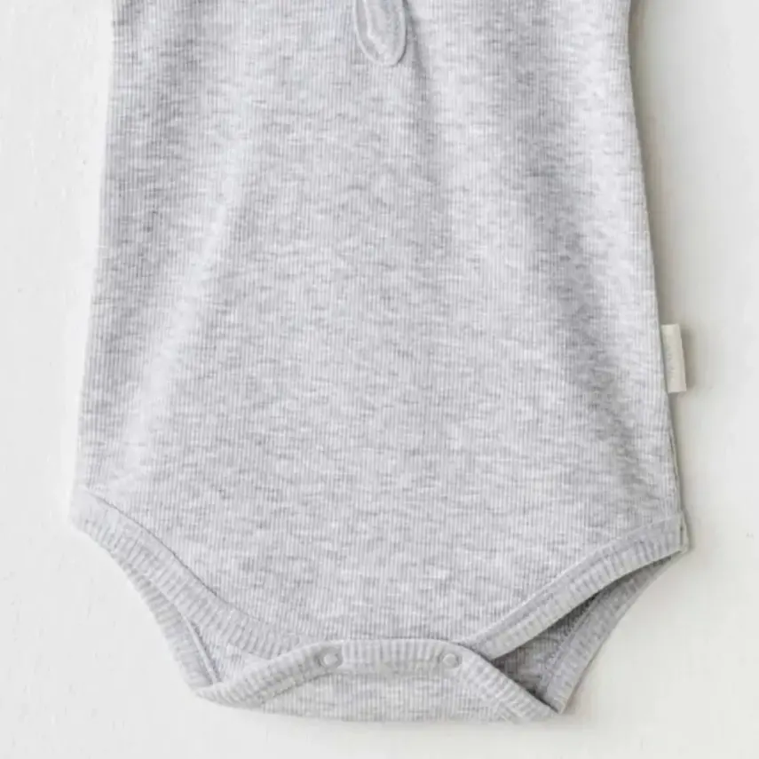 Andy Wawa Kısa Kollu Çıtçıtlı Bebek Body Basic Gri Melanj Unisex - 4