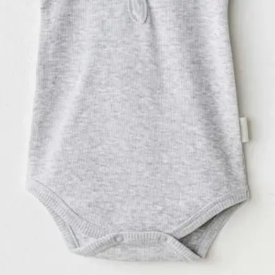 Andy Wawa Kısa Kollu Çıtçıtlı Bebek Body Basic Gri Melanj Unisex - 6