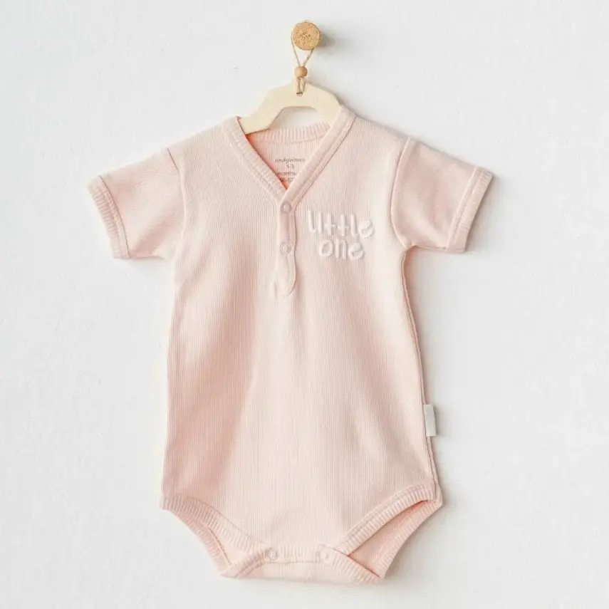 Andy Wawa Kısa Kollu Çıtçıtlı Kız Bebek Body Basic Somon - 1