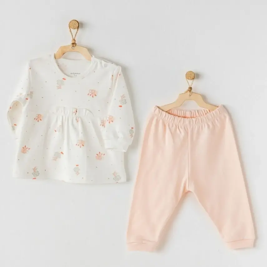 Andy Wawa Kız 2li Takım Hiding Rabbits Ekru - Somon - 3