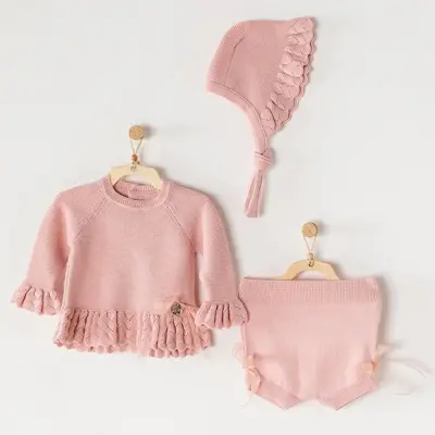 Andy Wawa Kız 3lü Takım Triko Pembe