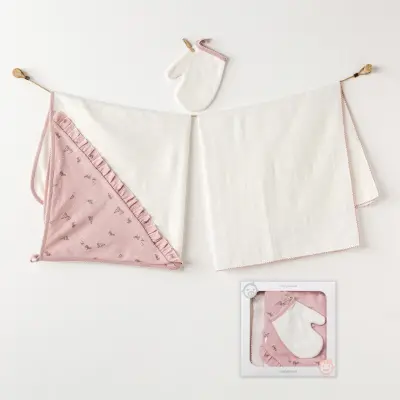 Andy Wawa Kız Havlu Takımı Müslin 3lü Puppy Gazelle Pembe