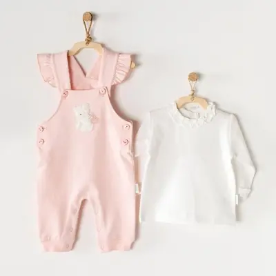 Andy Wawa Kız Salopet Takımı Heart To Heart Pembe