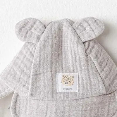 Andy Wawa Müslin Bebek Şapka Happy Animals Gri (1)