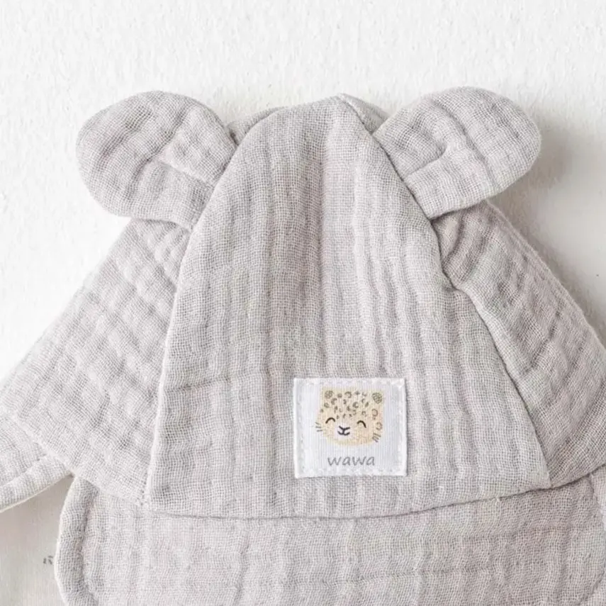 Andy Wawa Müslin Bebek Şapka Happy Animals Gri - 2