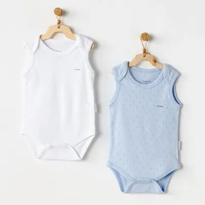 Andy Wawa Unisex Atlet Body 2li Jacquard Basic Mavi - Beyaz (1)