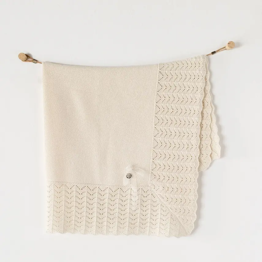 Andy Wawa Unisex Battaniye Triko 100x90cm Ekru - 1