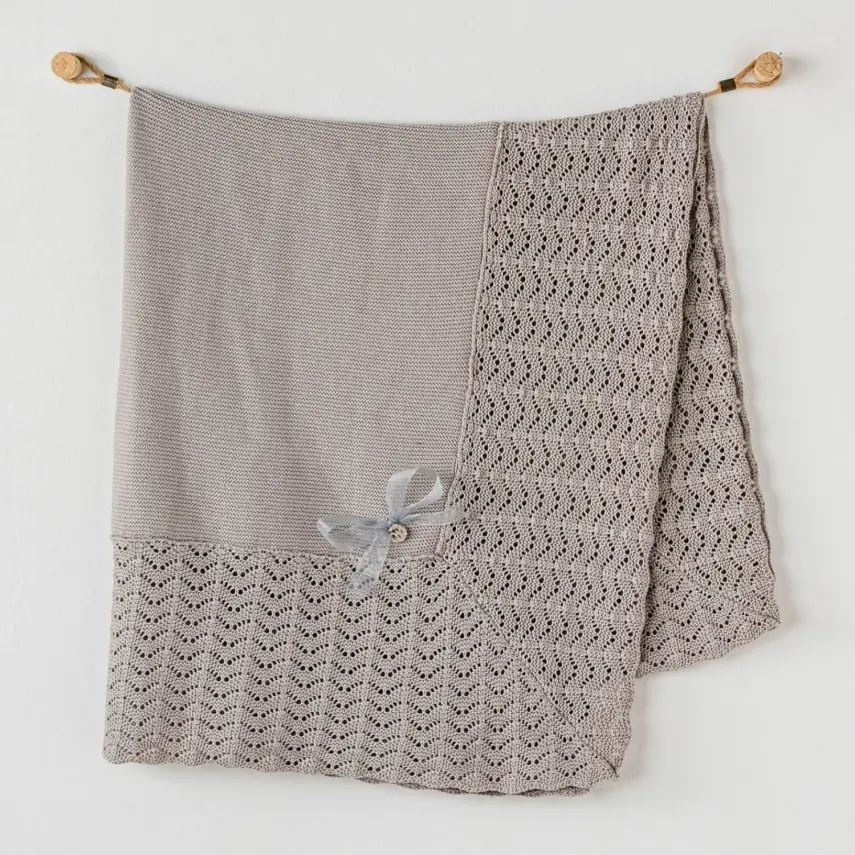 Andy Wawa Unisex Battaniye Triko 100x90cm Gri - 1