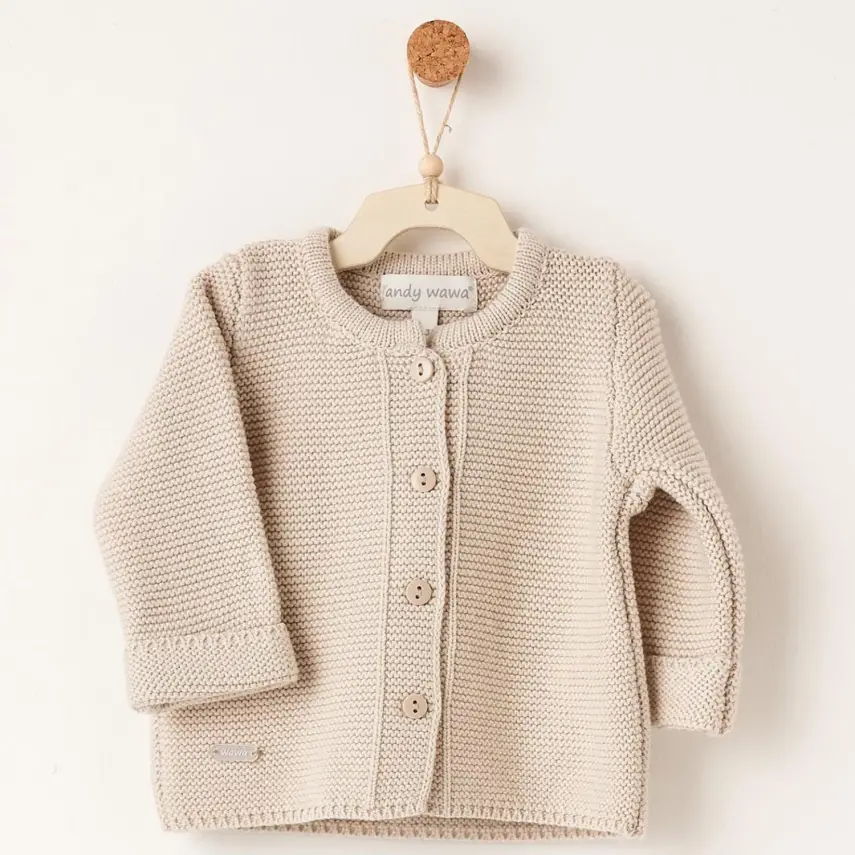 Andy Wawa Unisex Ceket Triko Basic Bej - 1