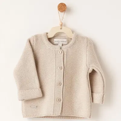 Andy Wawa Unisex Ceket Triko Basic Bej - 3