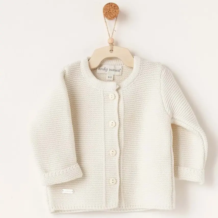 Andy Wawa Unisex Ceket Triko Basic Ekru - 3