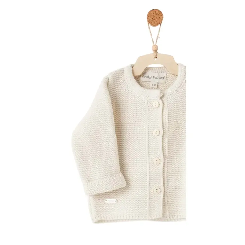 Andy Wawa Unisex Ceket Triko Basic Ekru - 4