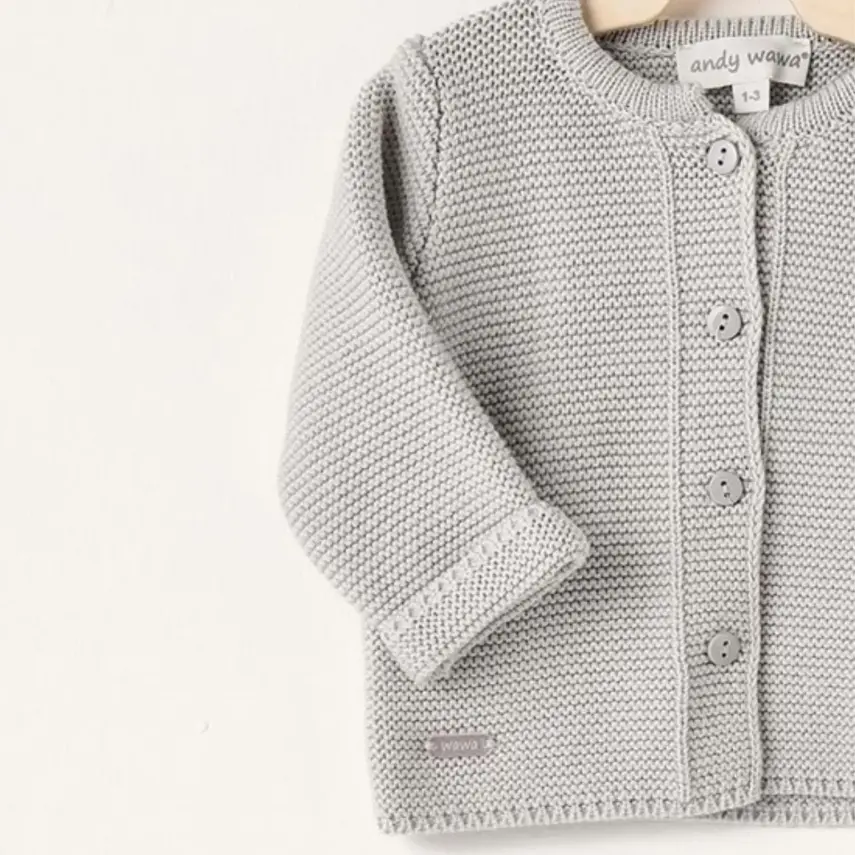 Andy Wawa Unisex Ceket Triko Basic Gri Melanj - 6