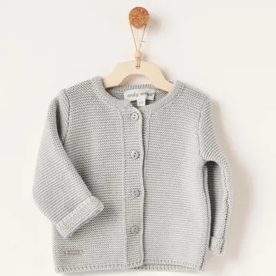 Andy Wawa Unisex Ceket Triko Basic Gri Melanj - 5