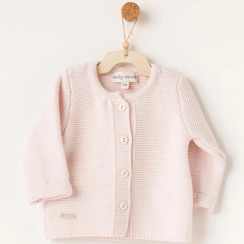 Andy Wawa Unisex Ceket Triko Basic Pembe - 1