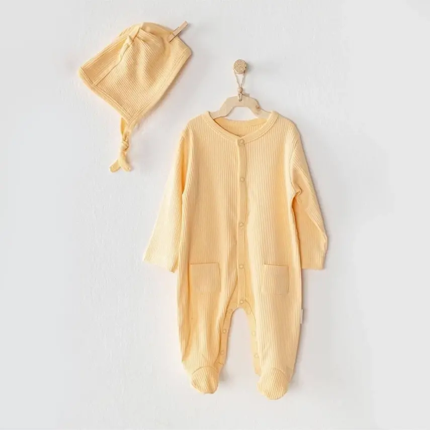 Andy Wawa Unisex Tulum Şapka Takım Modal Sarı - 1