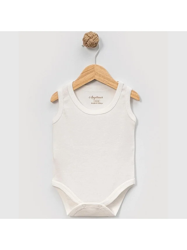 Angeltouch Pamuklu Body Askılı Penye Ekru 5'li Set Unisex - 2
