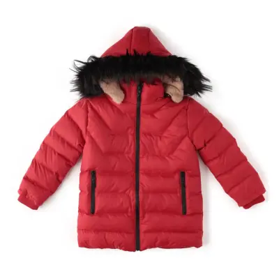 Angeltouch Kız Su Geçirmez Kaz Tüyü Kaban Kırmızı (1)