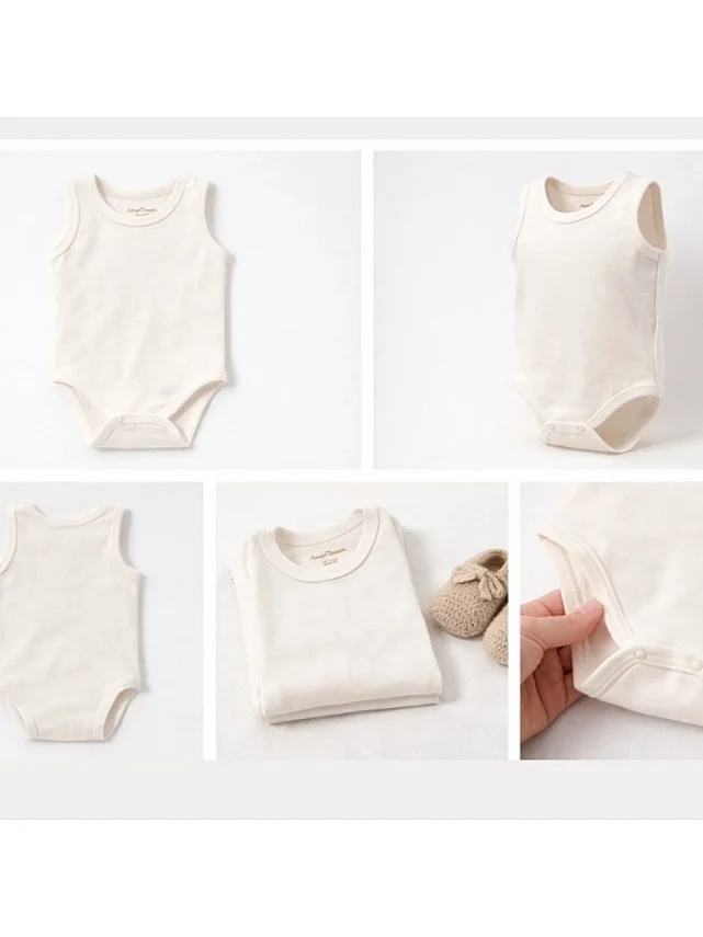 Angeltouch Pamuklu Body Askılı Penye Ekru 5'li Set Unisex - 3