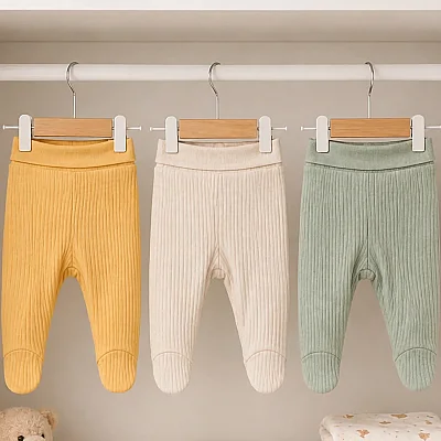 Angeltouch Pantolon Patikli Raporlu 3'lü Set Kız-Erkek Unisex Bebek 6-9 Ay