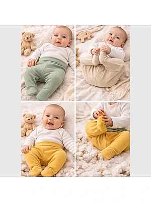Angeltouch Pantolon Patikli Raporlu 3'lü Set Kız-Erkek Unisex Bebek 6-9 Ay - 5