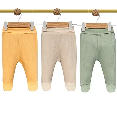 Angeltouch Pantolon Patikli Raporlu 3'lü Set Kız-Erkek Unisex Bebek 6-9 Ay