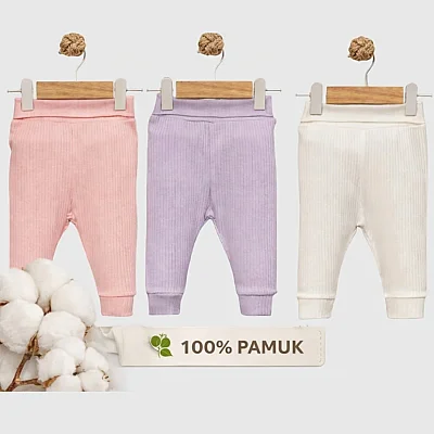 Angeltouch Pantolon Patiksiz Raporlu 3'lü Set Kız Bebek 3-6 Ay