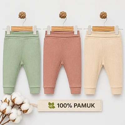 Angeltouch Pantolon Patiksiz Raporlu 3'lü Set Kız Erkek Unisex Bebek 12-18 Ay