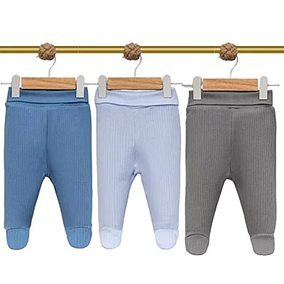 Angeltouch Pantolon Patikli Raporlu Mavi-Gri-Indigo 0-3 Ay