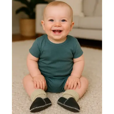 Angeltouch Unisex Bebe Patik Deri Lüx Antrasit - 13