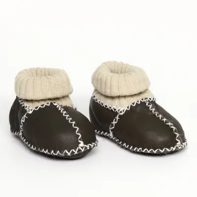 Angeltouch Unisex Bebe Patik Deri Lüx Antrasit - 5