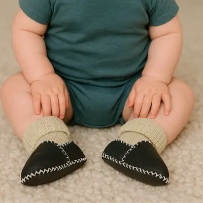 Angeltouch Unisex Bebe Patik Deri Lüx Antrasit