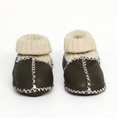 Angeltouch Unisex Bebe Patik Deri Lüx Antrasit - 6