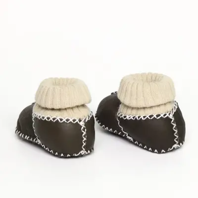 Angeltouch Unisex Bebe Patik Deri Lüx Antrasit - 4