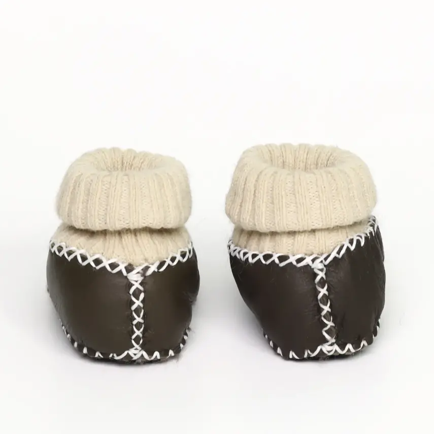 Angeltouch Unisex Bebe Patik Deri Lüx Antrasit - 7