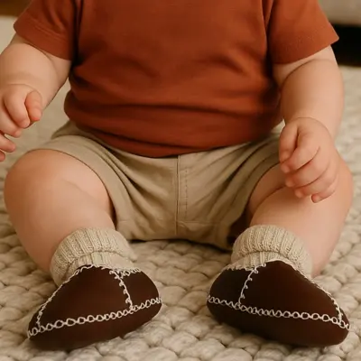 Angeltouch Unisex Bebe Patik Deri Lüx Kahverengi